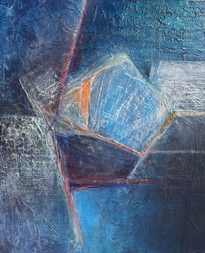 Squeezed In - acrylic/mixed media