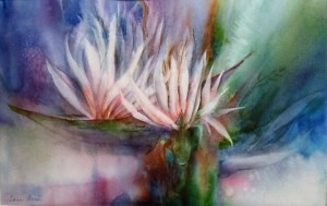 Banana Flower, watercolor, 20x28 framed