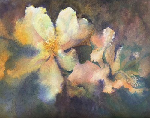 Fanciful Flowers - watercolor on 11x14 wood panel