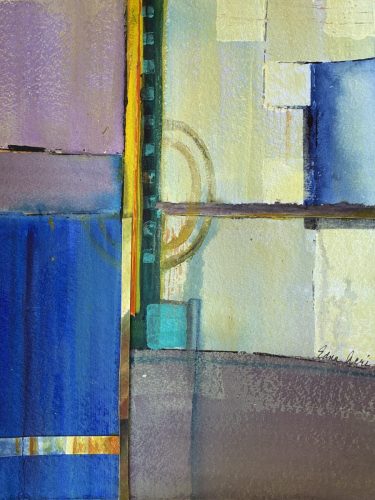 Geometrics #1 - watercolor collage, 16x20 framed