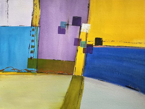 Geometrics #3 - watercolor media, 18x24 framed