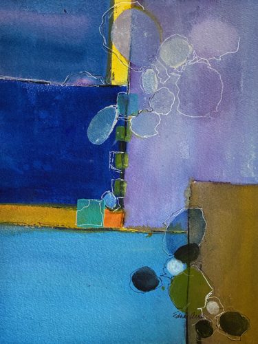 Geometrics #2 - watercolor media, 16x20 framed