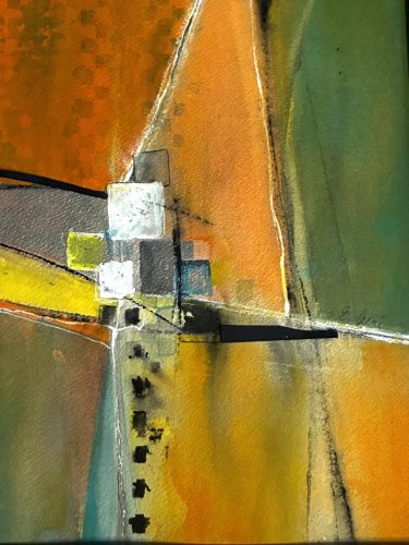 Geometric #5 - watercolor media, 16x20 framed