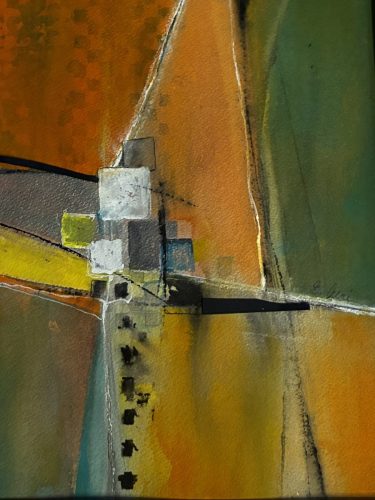Geometric #5 - watercolor media, 16x20 framed