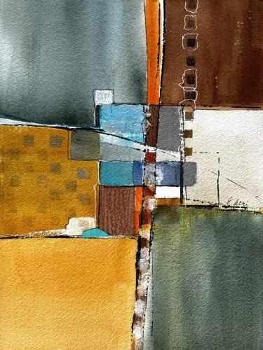 Geometrics #10 - watercolor and mixed media, 16x20 framed