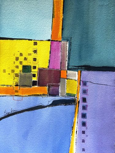 Geometrics #11 - watercolor media, 16x20 framed
