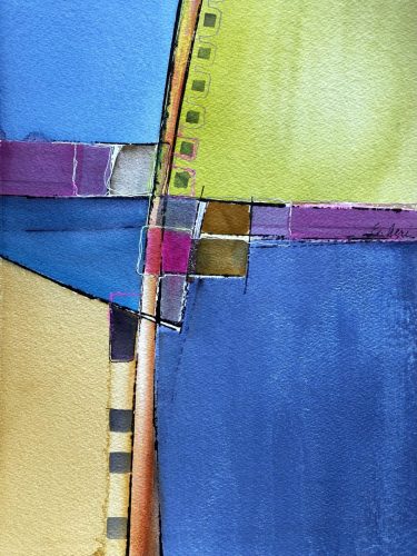 Geometrics #12- watercolor/ watercolor media. 16x20 framed
