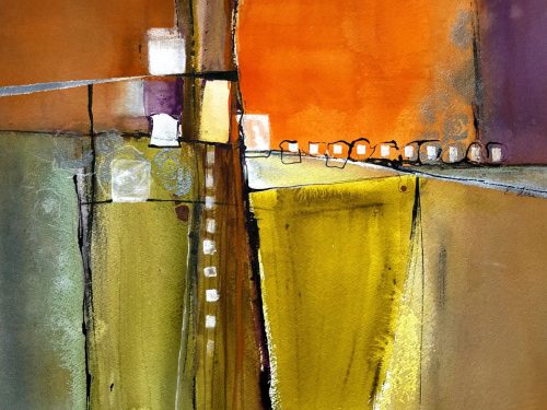 Geometrics #4 - watercolor media, 18x24 framed