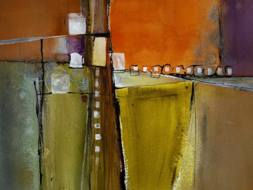 Geometrics #4 - watercolor media, 18x24 framed