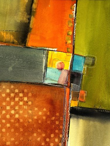 Geometrics #7 - watercolor media, 16x20 framed