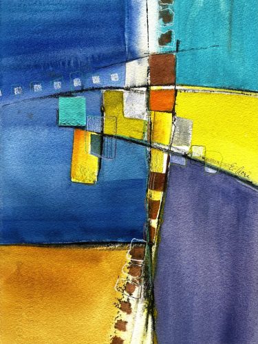 Geometrics #8 - watercolor media, 16x20 framed