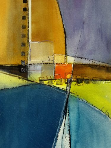 Geometrics #6 - watercolor media,16x20 framed