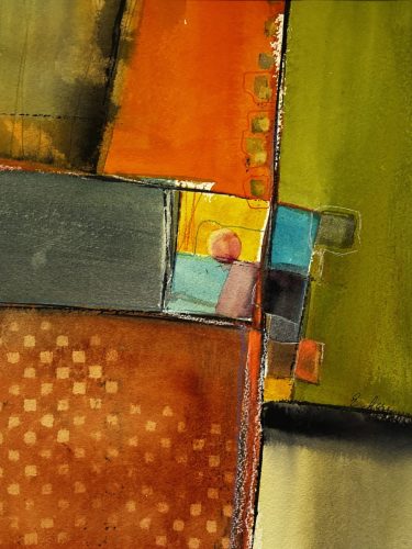 Geometrics #7 - watercolor media, 16x20 framed