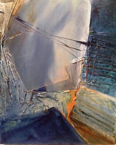 Composition in Blue and Orange - acrylic/mixed media