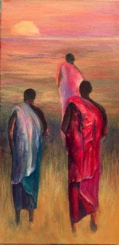 Drawn to the Sun, acrylic, 10x20 on canvas