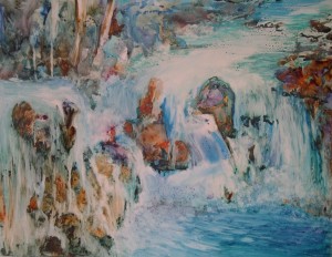 Merging Waters - watercolor on Yupo paper