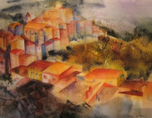 Red Roofs of Italy - watercolor