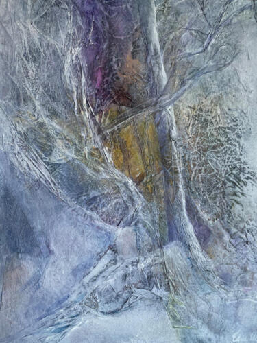 Forest Frost- acrylic, watercolor, mixed media