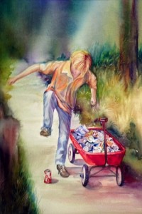 Young Entrepreneur, watercolor, 18x24 framed